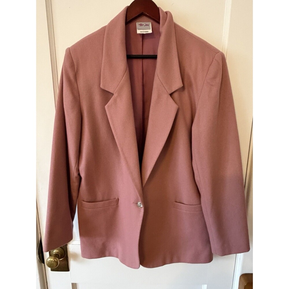Vintage Pink Coral Rose Jacket Blazer 90s Light Academia Coastal Grandmother 14